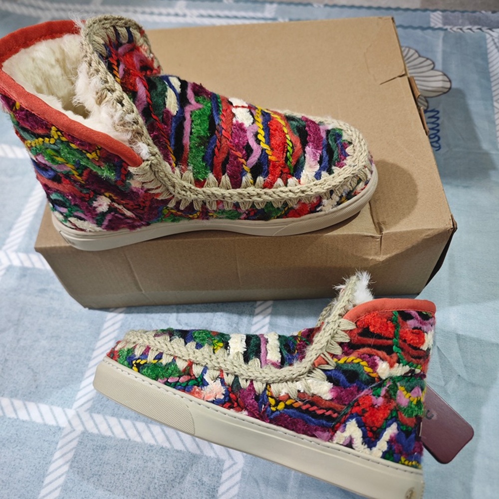 Mou Eskimo Ethnic Style Round Toe Snow Boots
